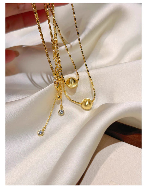 Gold Ball Thread Necklace - 18K Gold Vermeil / Sterling Silver